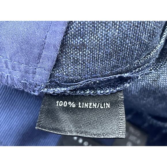 Lafayette 148 NY Linen Chambray Pants Size 6 High Rise Tie Belt Wide Leg Preppy - Picture 7 of 7